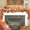 thumbnail image 4 of YgkuHd Halloween Garland, Holiday Door 5.9FT Hanging Fireplace Wreath Thanksgiving Pumpkin Maple Leaf Wicker Decoration Berry Decoration Halloween Maple Leaf Flower, 4 of 8