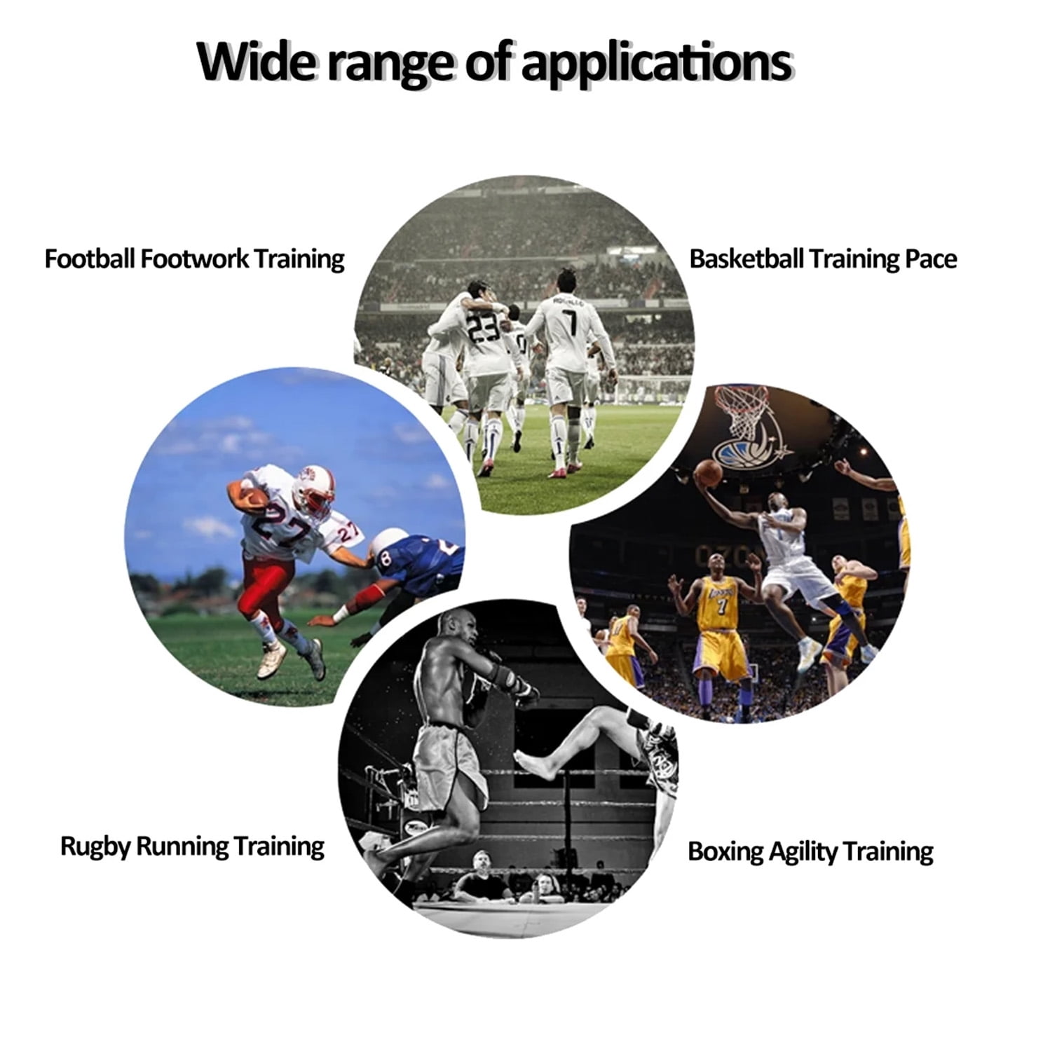 Byseng Agility Ladder, Football Training Equipment Set, 20ft adjustable agility ladder, 12 Disc Cones, 4 Steel Stakes,