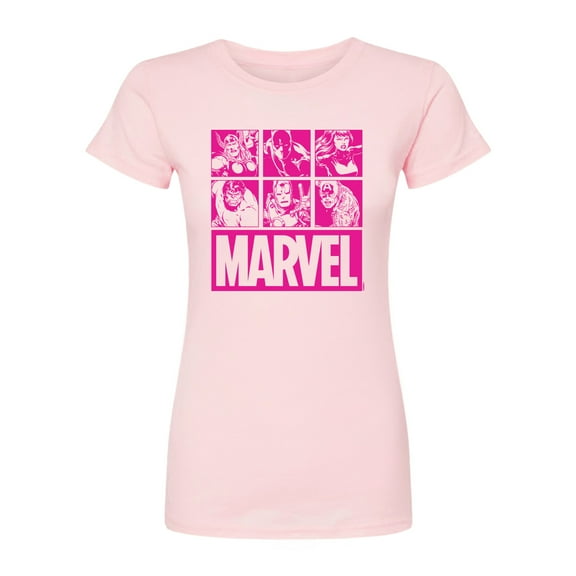 Marvel - Pink Character Valentine Characters - Juniors Fitted Graphic T-Shirt