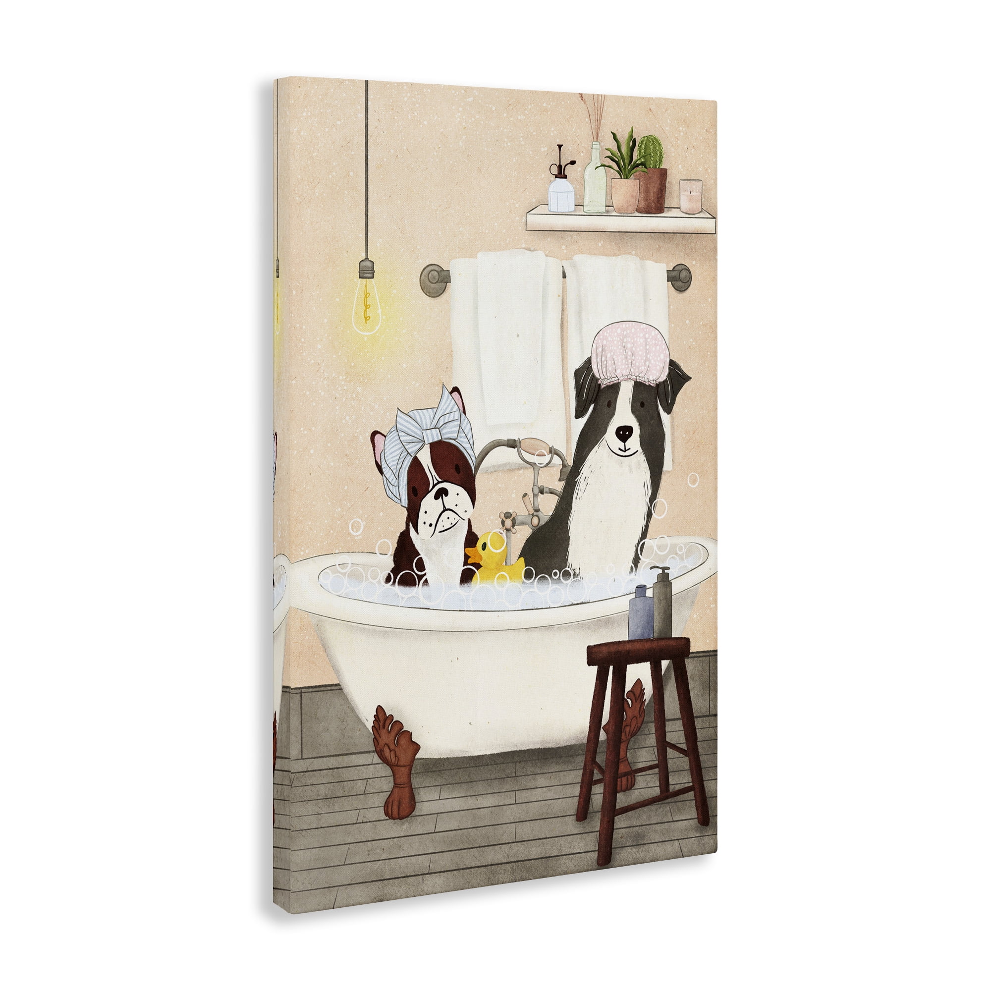 Stupell Industries Doggie Bath Time Typography Painting Gallery Wrapped Canvas Art Print Wall Art, 16 x 24