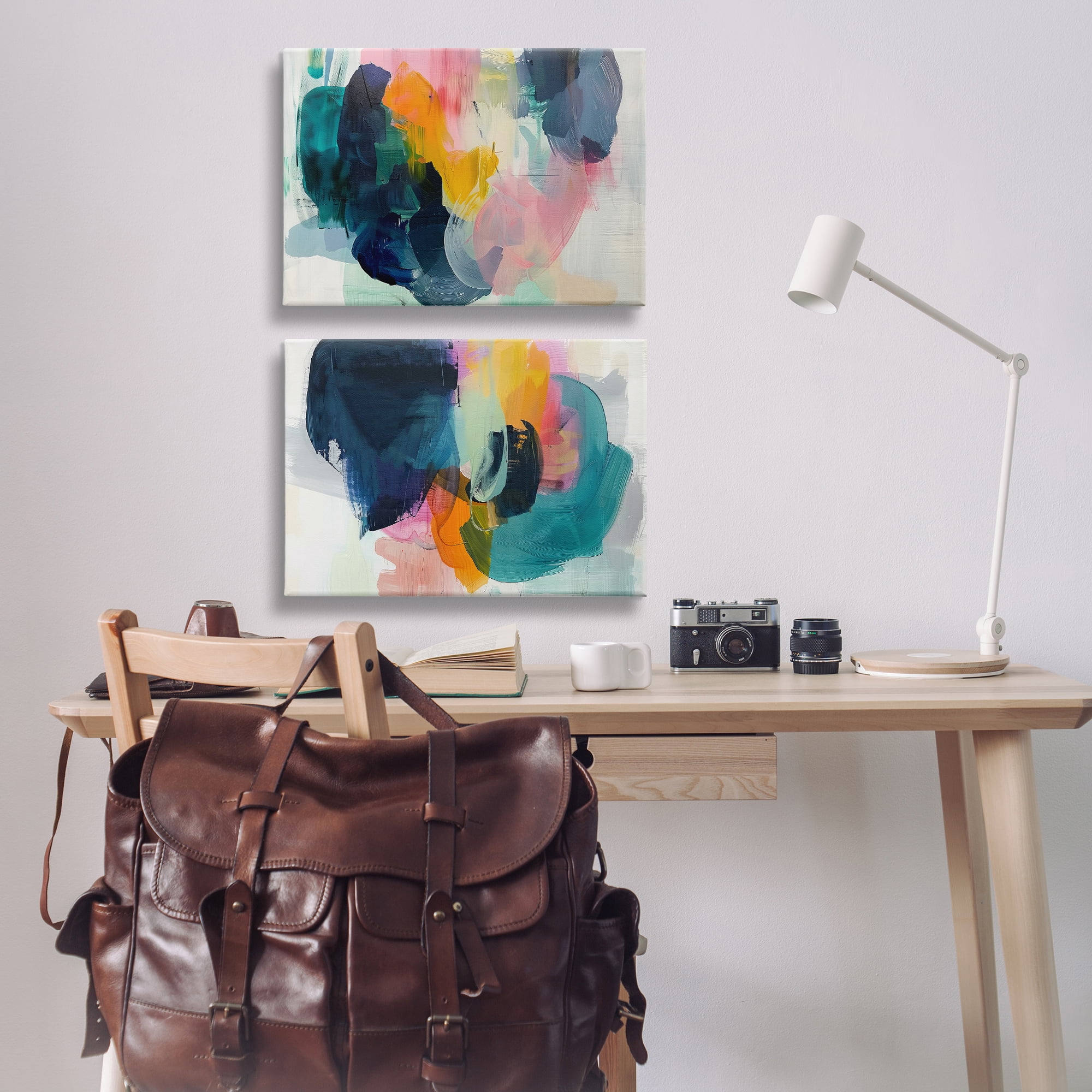 Stupell Industries Modern Restless Abstract Abstract Painting Wrapped Canvas Art Print Wall Art, 24 x 16, Set of 2