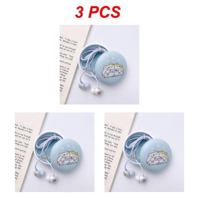 1-5 Pcs Étui Porte-Écouteurs avec Subwoofer Ligne d'Écouteurs Dessin Animé Rouge Riz Boîte de Rangement Protectrice Sac pour Écouteurs Style C 3 Pcs