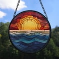 thumbnail image 2 of Seasonal Christmas Gift - Clouds Sea Waves Christmas Stained Glass Hanging Ornament - Holly & Pine Holiday Tree Decoration, Gift for Friends, Family, Mom & Dad, 2 of 3