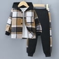 thumbnail image 2 of Godom Baby Boy Clothes Fall Winter Outfit Long Sleeved Plaid Top Pant Two Piece Sets Boys 6T Clothes,Khaki, 2 of 7