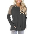 thumbnail image 5 of IROINNID Womens Plus Size Tops Long Sleeve Workout Tops for Women Patchwork Pockets Round Neck Pullover Blouse T-shirt,Dark Gray, 5 of 7