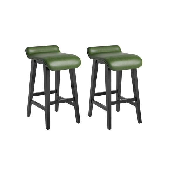 Yeshouse juego de taburetes de bar de altura de mostrador, respaldo bajo, tapizados en cuero sintético, reposapiés y patas de madera, estilo industrial moderno para cocina o comedor
