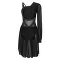 thumbnail image 4 of Ocealan Robe de Danse Lyrique pour Femmes Costume de Ballet Moderne Contemporain Jupe Justaucorps Fluide à Épaules Asymétriques Noir m, 4 of 6