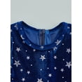 thumbnail image 5 of Seyurigaoka Kids Girls Lovely Star Pleuche Velvet Dress, Long Pagoda Sleeve Round Neck Dress, 5 of 8