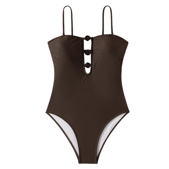 One Piece Bathing Suit Womens Cutout Spaghetti Strap Swimsuits High Cut Summer Beach Swimwear (XL, Multicolor)
