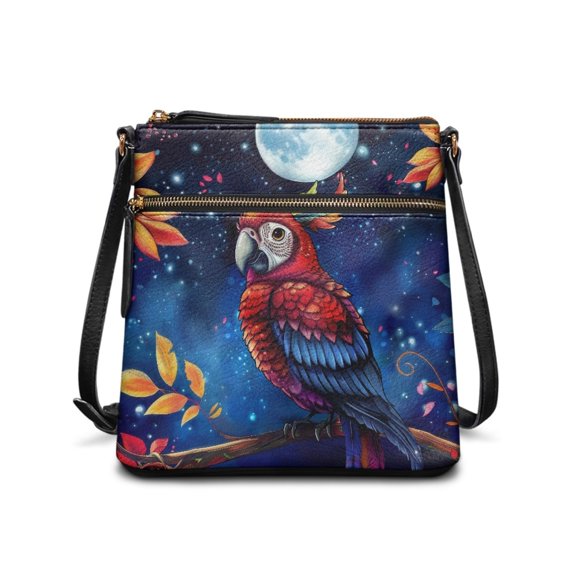 HELLHERO Parrot Shoulder Bag, Waterproof Ladies Crossbody Bag PU Leather Durable Purse Satchel for Dating Everyday Wear