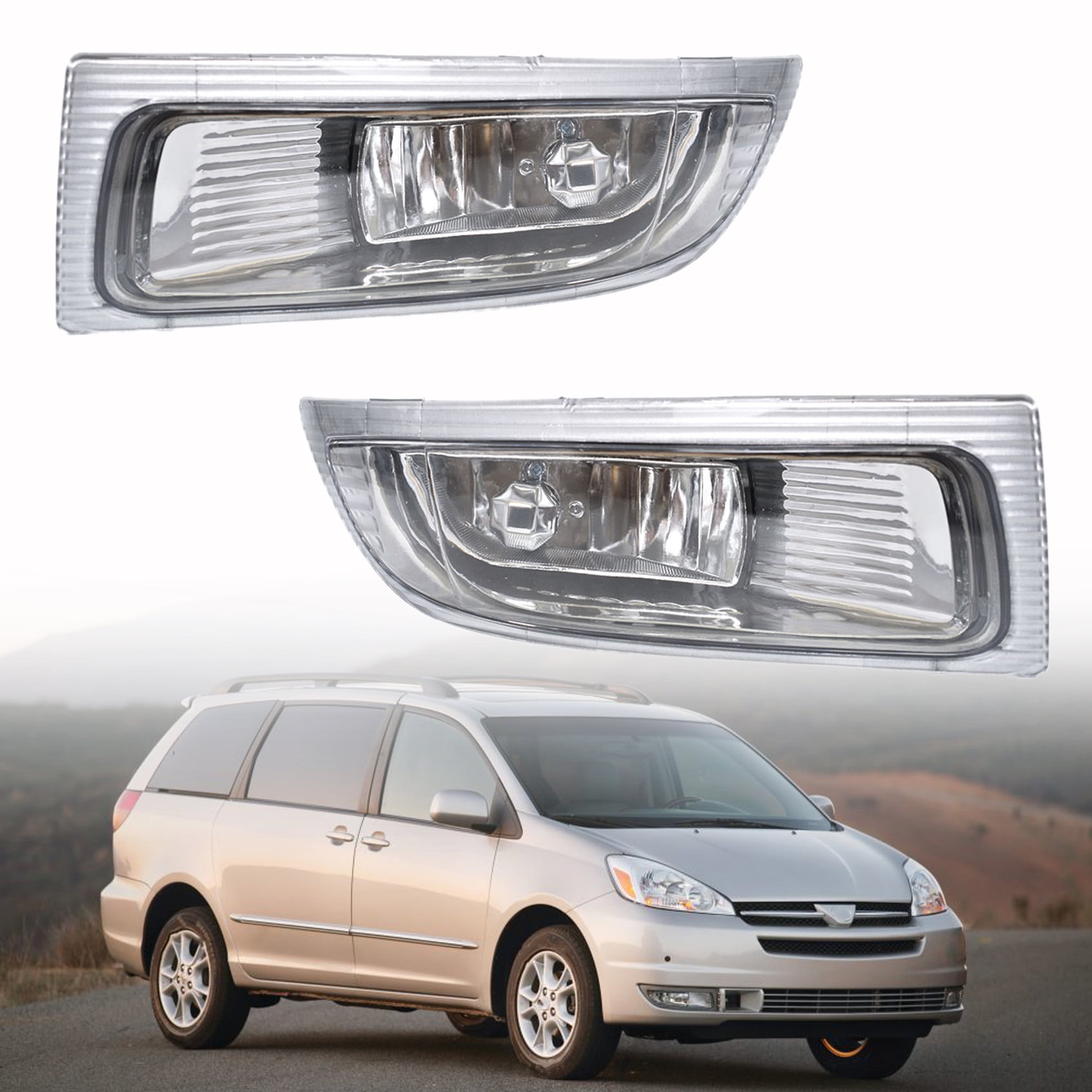 labwork Left and Right Clear Lens Fog Light w/ Bulbs for 2004-2005 Toyota Sienna