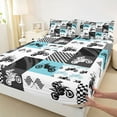 thumbnail image 3 of Feelyou Modern Dirt Bike Bed Sheets for Boy, Extreme Motorcycle King Sheets, Sport Checkered Flag Sheet Set, Super Cozy Room Decor, 4 Pieces, 3 of 7