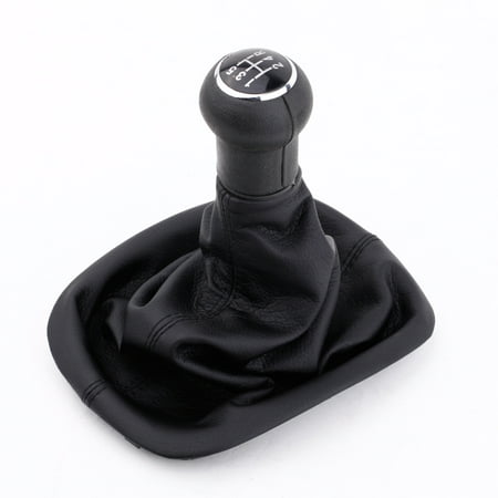 

Andoer New 5 Speed Gear Knob Gaitor Boot Black PU Leather for B5