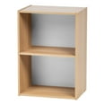 thumbnail image 6 of IRIS USA 2-Tier Wood Bookshelf with Reversible Backboard, Cube Organizer Storage, Yellow/White, 6 of 6