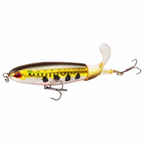 Mr.Garden 4.3" Fishing Lures Yellow Rotating Tail Floating Fishing Bait Lures Outdoor Fishing Gear for Bass Pike Fit Saltwater and Freshwater