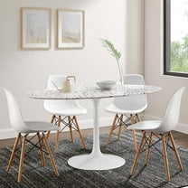 Modway Lippa 60" Oval Terrazzo Dining Table in White White
