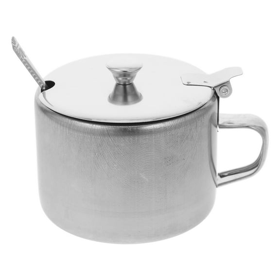 IBASETOY Stainless Steel Sugar Bowl Set with Lid and Spoon for Storage in Kitchen