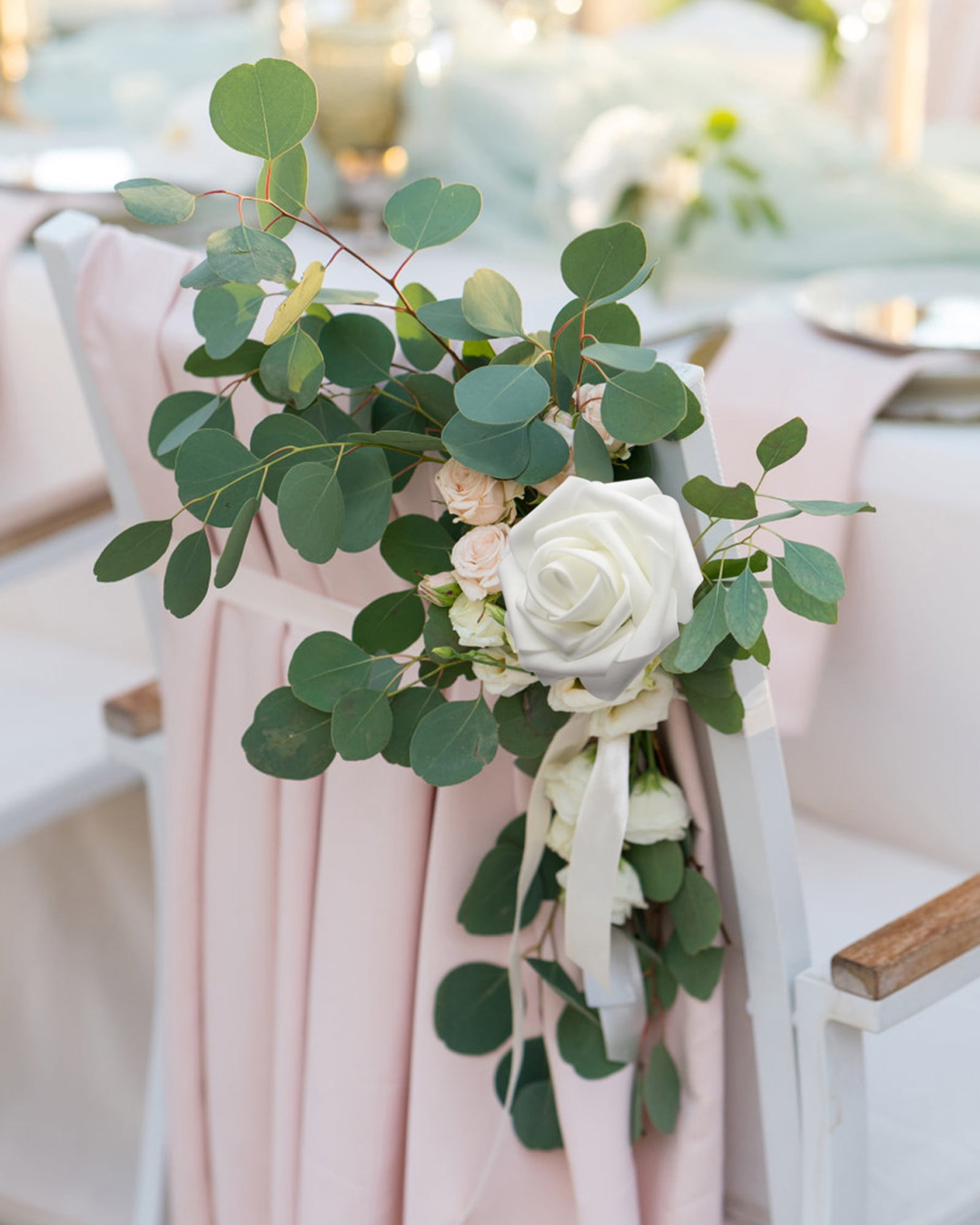 100 PCS White Artificial Flowers Real Looking Faux Foam Fake Roses with Stems for Wedding Decoration Bridal Shower Centerpieces Arrangements Party Tables Decor
