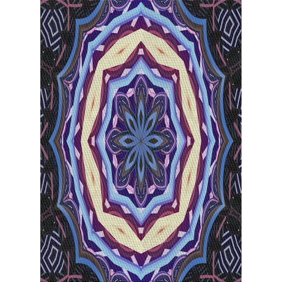 Ahgly Company Indoor Rectangle Patterned Dark Purple Novelty Area Rugs, 7' x 10'
