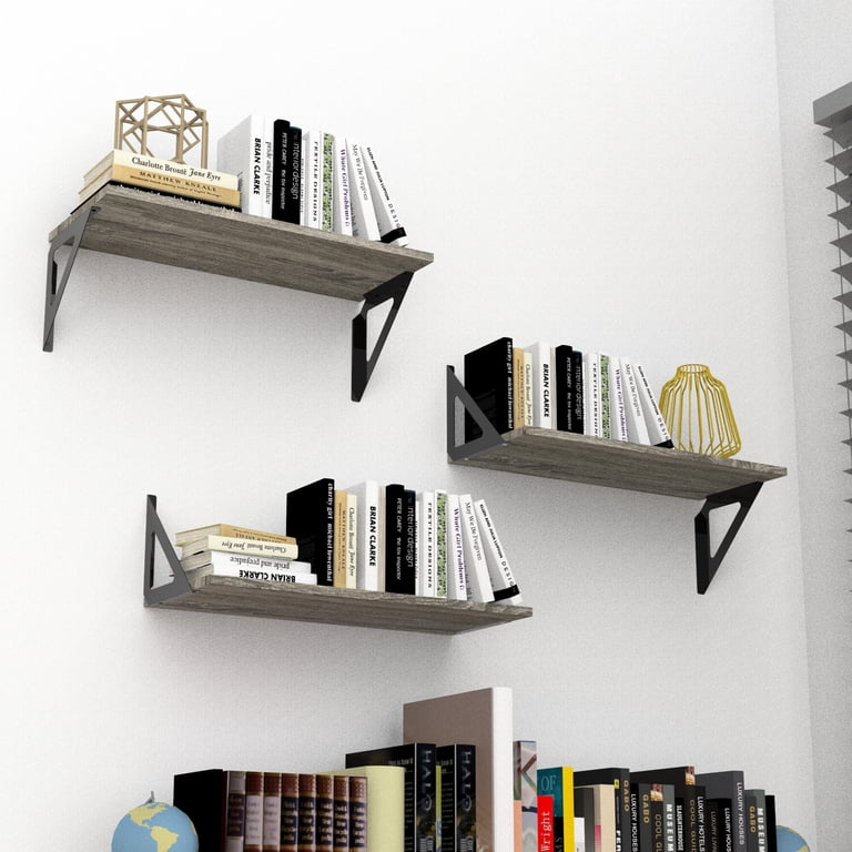 Hyper Tough Rustic Gray Wall Shelf, 3-Pack photo 4