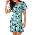 thumbnail image 2 of Easygdp Penguins Camisón de manga corta para mujer, informal, estampado, 2 of 6