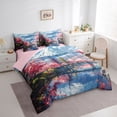 thumbnail image 3 of Manfei Cherry Blossom 7-Piece Twin Bedding Sets,Japanese Architecture Bedding Comforter Set,Natural Snowman Mountain Sheet Sets For Girls Kids,Luxury Bedroom Decor Reversible, 3 of 8