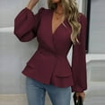 thumbnail image 5 of fheaev Blouse Top for Women 2025 Fall Long Sleeve Shirts V-Neck Pullover Top Soft Loose Fit Tops Solid Color Tunics Top Basic Tees Business Casual Fashion Trendy Outfits, 5 of 7