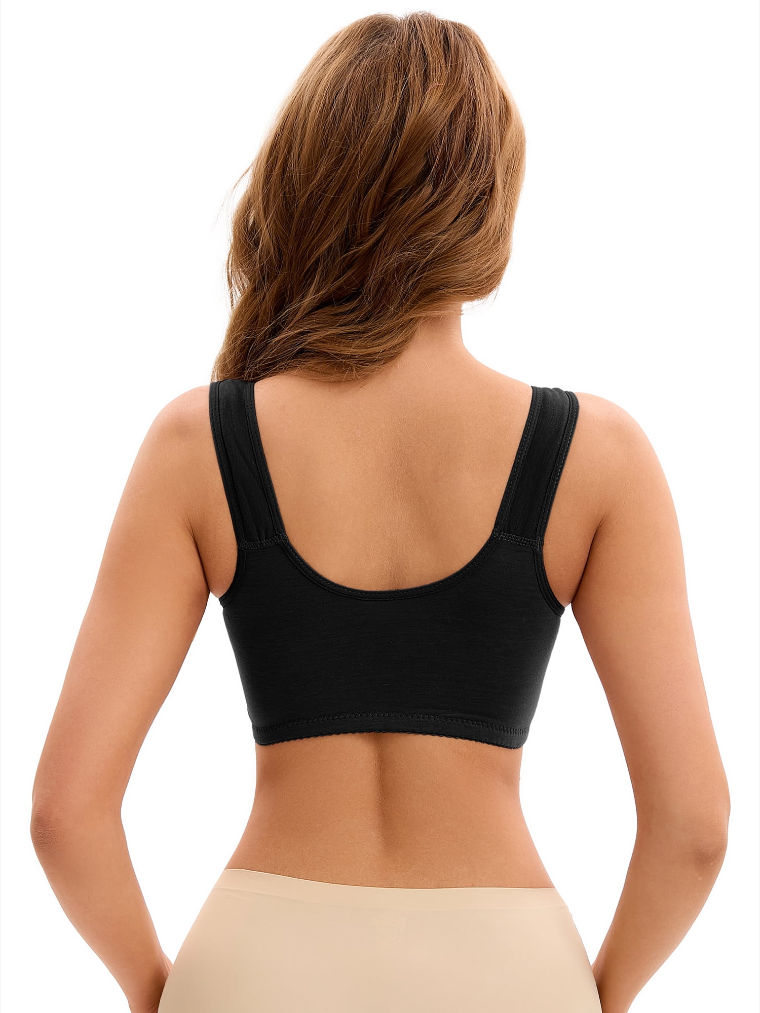 DARING DIVA Women's Full Coverage Lace Front Closure Vest Sports Bras Black L