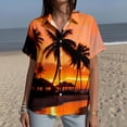 thumbnail image 5 of Yopmin Hawaiian Shirt for Women Palm Tree Lapel Button Down Short Sleeve Beach Shirts Summer Basic Tops for Travel, 5 of 7