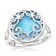 Larimar Ring for Women - Larimar Jewelry for Women - Silver and Blue Larimar Stone Ring - Larimar Sterling Silver Filigree Ring - Larimar Natural Gemstone Rings for Women - Ring Larimar Stones-9