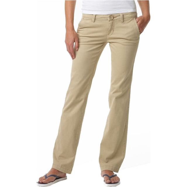 Aeropostale Pantalones casuales básicos para mujer, Beige, 13/14 Regular