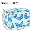 thumbnail image 3 of Blue Butterfly Pattern Large Storage Bins with Linen Collapsible Lid Storage Box 16.7 x 12.6 x 11.8in, 3 of 7