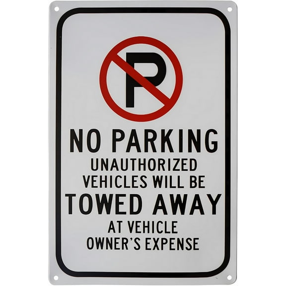 No Parking with Symbol Sign Tow-Away Zone - 8"x12" Indoor Outdoor Plaque, Farm Fresh Yard Tin Sign for Home Country Metal Bar Decor