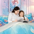 thumbnail image 4 of meiyoeat Fairy Mermaid Princess Twin Bedding for Kids Boys Girls, Dreamy Marine Animal Bedding Comforter Set, Blue Pink, Grey Reversible, 7pcs, 4 of 6