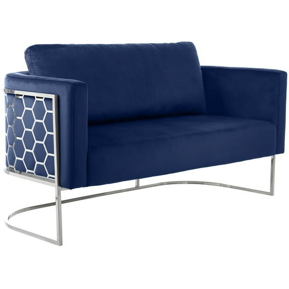 Meridian Furniture Casa Navy Velvet Upholstereded Loveseat