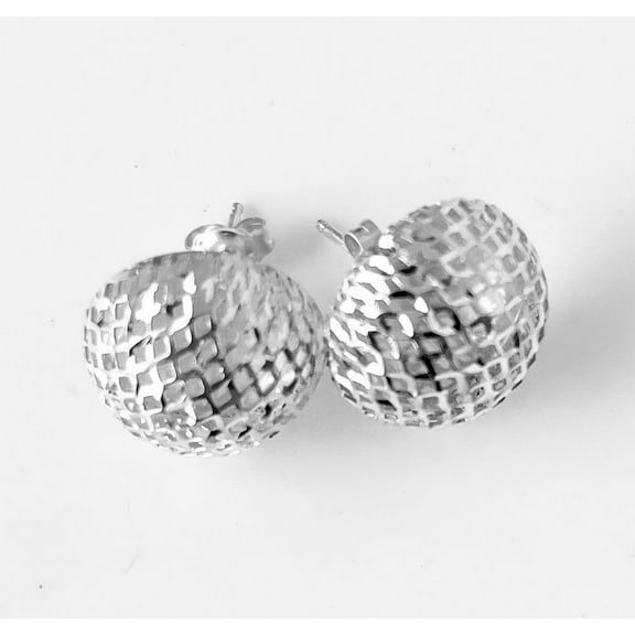 Sterling Silver Filigree Half Ball Earrings 14mm Diameter - Item #7005