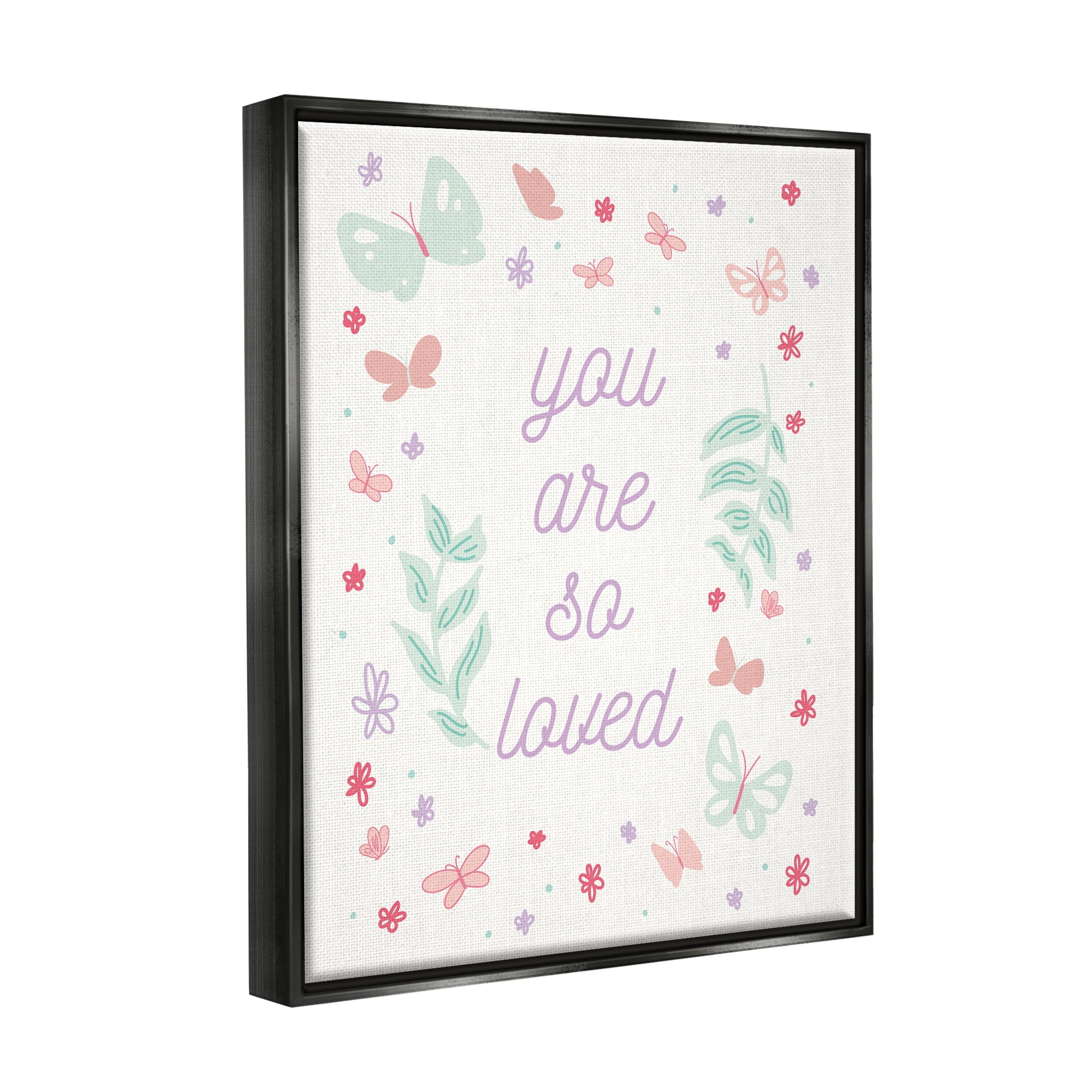 Stupell Industries Floral You Are So Loved Botanical & Floral Painting Black Floater Framed Art Print Wall Art, 25 x 31