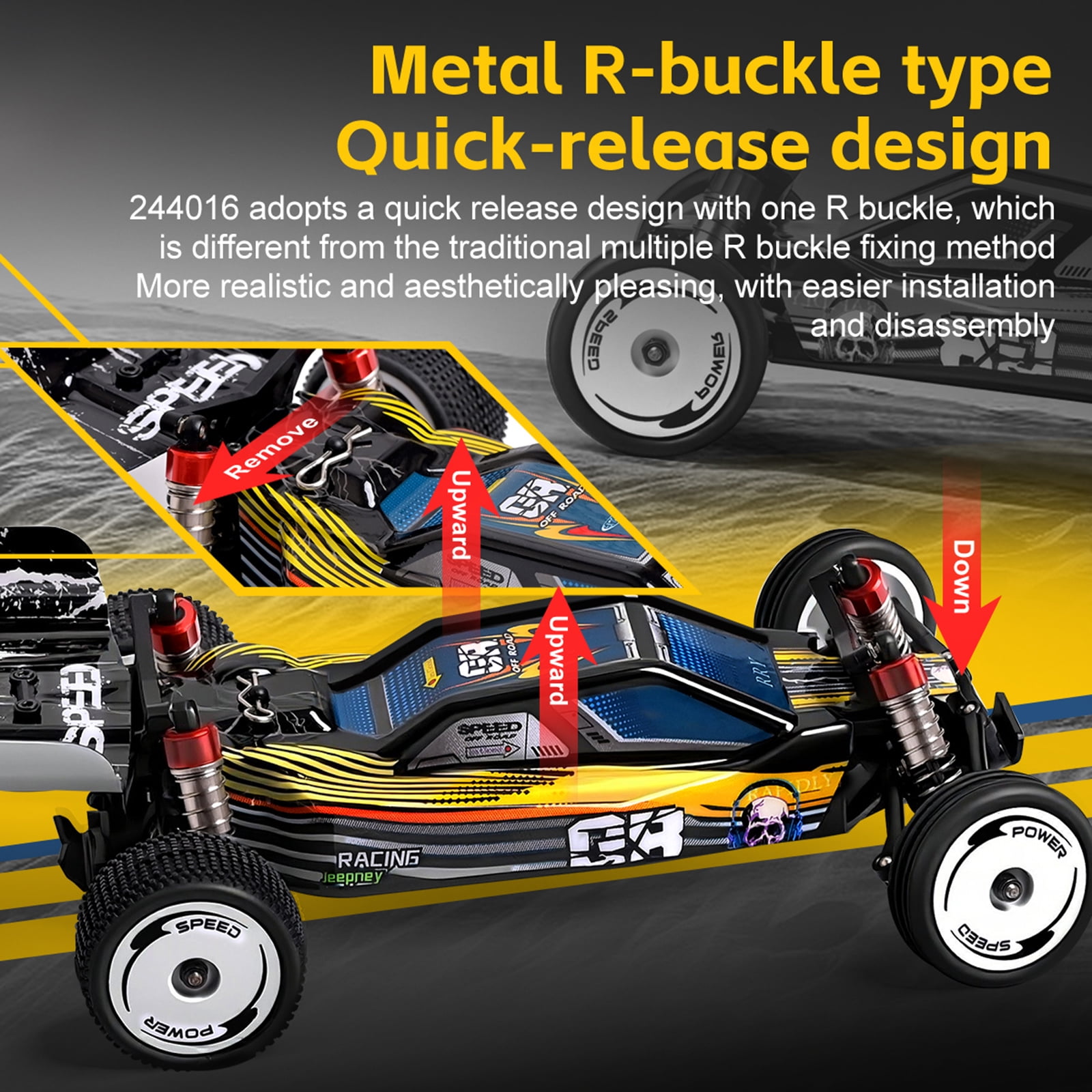 Bruce&Shark WLtoys 244016 RC Cars, 2.4GHz 1:24 Scale Remote Control Car, 2WD 15.5MPH High Speed Racing Car, Off Road RC Buggy with Batteries
