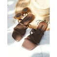 thumbnail image 3 of Women Comfortable Multi Strap Flat Sandals  Elegant Coffee Brown Slide Sandals, 3 of 7