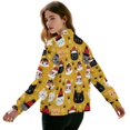 thumbnail image 3 of Xoenoiee Women's Windbreaker Bomber Jacket Zip Up Jacket Fall Winter Casual Coat Lightweight Women Loose Fit Outerwear with Pockets, Cartoon Cats Paw Snowflake Yellow, 3X-Large, 3 of 7