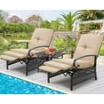 thumbnail image 4 of AECOJOY Adjustable Patio Reclining Lounge Chair with Umbrella Side Table Stand-Beige, 4 of 8