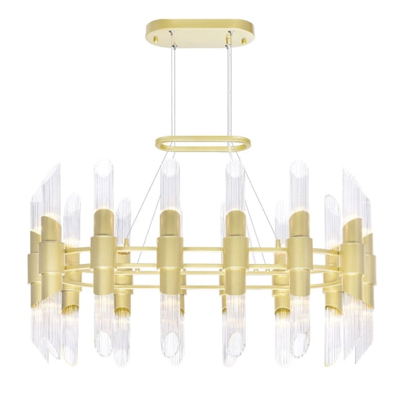 CWI Lighting Croissant 28 Light Contemporary Metal Chandelier in Satin Gold