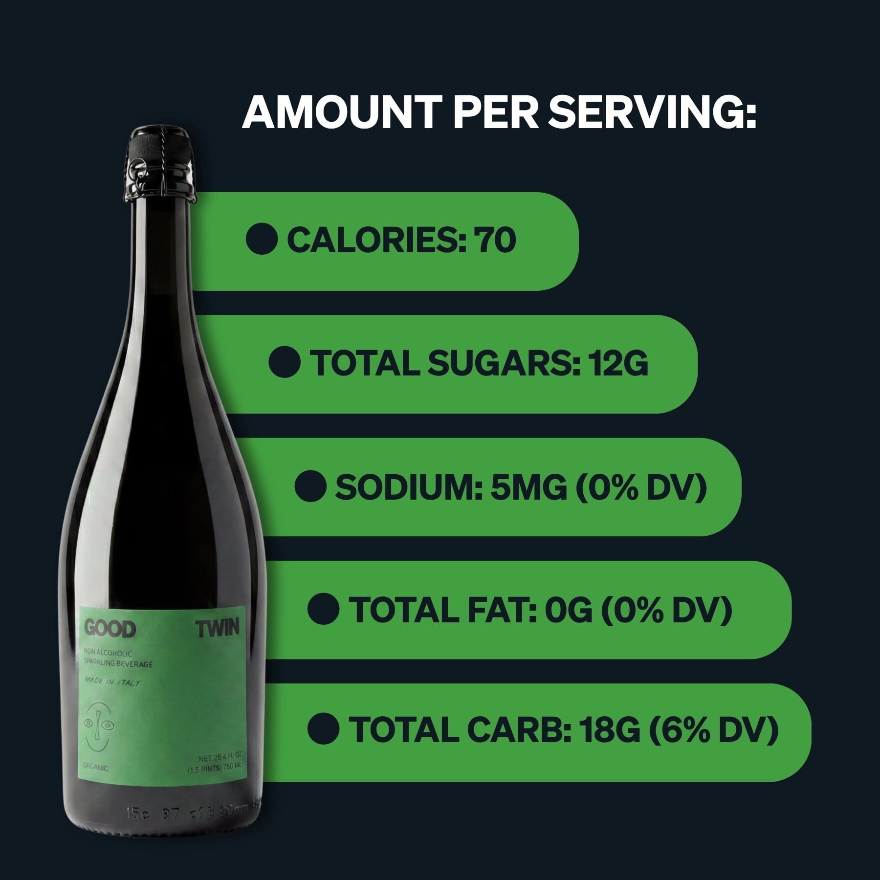 Good Twin Non Alcoholic Sparkling White Wine Alternative - (2) 750ml Bottles - Organic