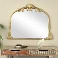 thumbnail image 2 of DecMode 44" x 34" Gold Metal Scroll Ornate Arched Baroque Wall Mirror, 2 of 13
