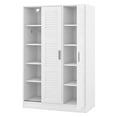 thumbnail image 6 of Modern 3-Door Shutter Wardrobe with Shelves and Hanging Rod, Wardrobe Armoire Closet, Clothes Storage Cabinet Organizer for Small Spaces, Guest Room, White, 6 of 8