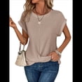 thumbnail image 1 of Camisetas para Mujer, Camisetas Lisas con Mangas Murciélago y Dobladillo Cruzado, Camisetas Casuales, Camisetas Ajustadas Modernas, Color Albaricoque L, 1 of 7