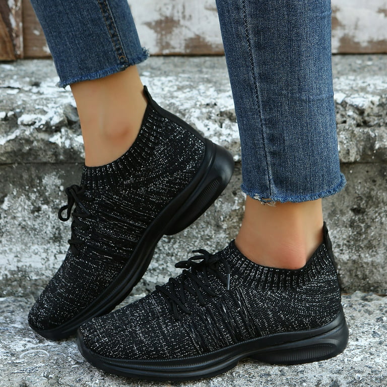 Womens Black Walking Shoes.