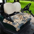 thumbnail image 2 of Golf Cart Seat Covers for 2 Seater,Navy Blue Brown Microfiber Cart Seat Towel Blanket,Tropical Botanical Palm Leaves Retro Absorbent Breathable Non Slip Bench Seats Protector for Golf Course 51"x31", 2 of 9