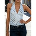 thumbnail image 4 of LMLYSoH Cute Halter Tops for Women Summer Dot Print V-Neck Going out Tank Tops Backless Shirts for Streetwear, 4 of 9