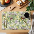 thumbnail image 2 of Green Botanical Placemats Set of 6, Spring Floral Summer Botanical Rustic Placemats for Dining Table, Place Mats for Kitchen Tabletop, Waterproof Wipeable Dining Table Mats Set, 2 of 9
